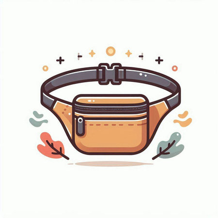 Vector illustration of a belt with a buckle in doodle style.のイラスト素材