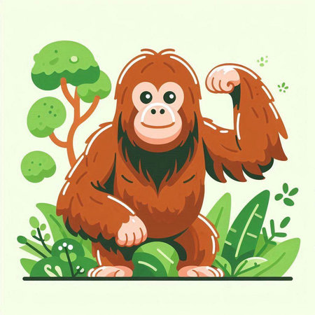Orangutan in the jungle. Vector illustration for your design.のイラスト素材
