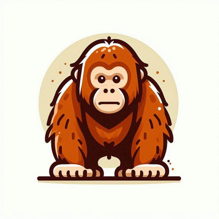 Orangutan vector illustration isolated on white background. Cartoon style.のイラスト素材