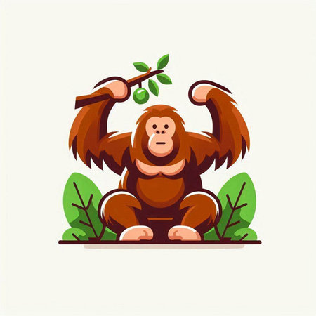 Orangutan vector illustration. Isolated on a white background.のイラスト素材