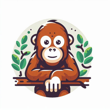 Vector illustration of a monkey sitting on a bench. Cartoon character for your designのイラスト素材