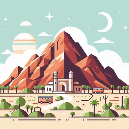 Egyptian Landscape. Vector Illustration in flat design style.のイラスト素材