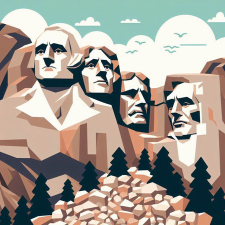 Mount Rushmore National Park in South Dakota, United States of Americaのイラスト素材