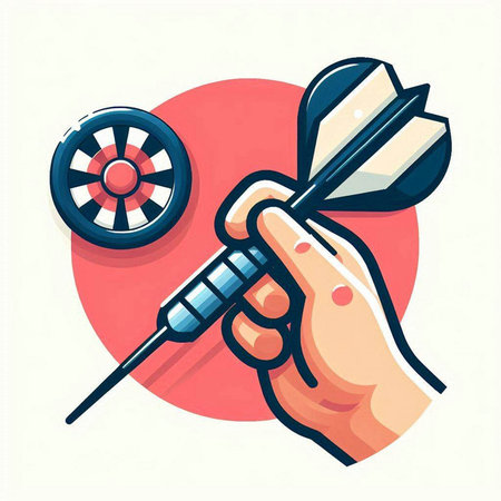 Dartboard and hand. Vector illustration in a flat style.のイラスト素材