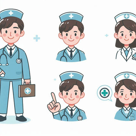 Nurse and doctor icons set, vector illustration, eps10のイラスト素材