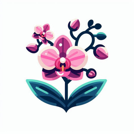 Orchid flower vector illustration. Floral design element isolated on white background.のイラスト素材