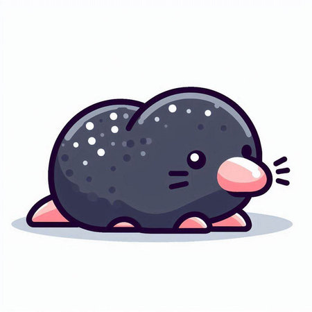Cute cartoon mole. Vector illustration isolated on a white background.のイラスト素材
