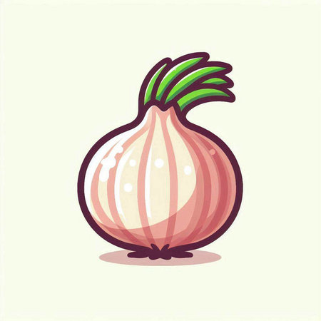 Illustration of a fresh onion on a light background. Vector illustrationのイラスト素材