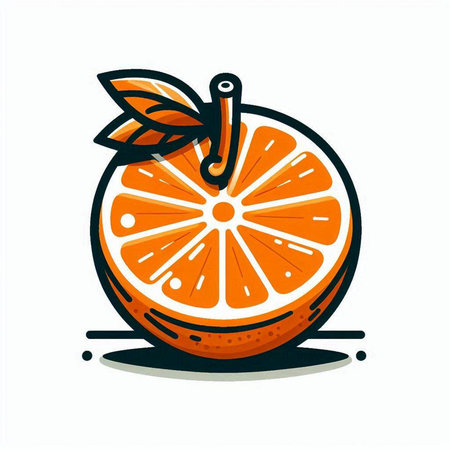 Orange fruit icon on white background. Vector illustration, flat design.のイラスト素材