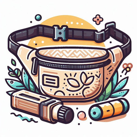 Hand drawn vector illustration of a bag with coffee beans and coffee beans.のイラスト素材