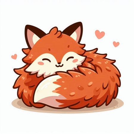 Illustration of a Red Fox in Love on White Background - Vectorのイラスト素材