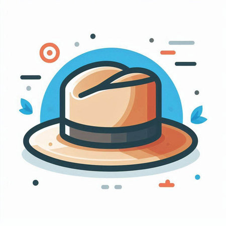 Vector illustration of hat in flat style. Isolated on white background.のイラスト素材