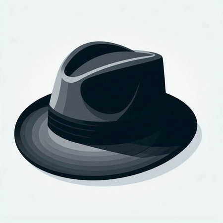 Illustration of a black hat on a white background, vector illustrationのイラスト素材