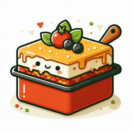 Illustration of a piece of cake in a pot on a white backgroundのイラスト素材