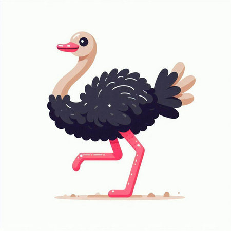 Ostrich isolated on white background. Cute cartoon vector illustration.のイラスト素材