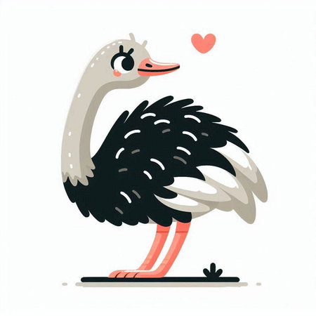Cute ostrich vector illustration. Hand drawn doodle.のイラスト素材