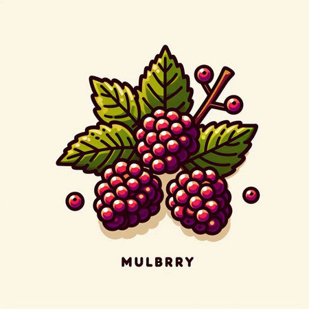 Mulberry. Vector illustration of a bunch of blackberries.のイラスト素材