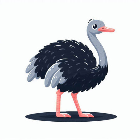 Ostrich isolated on white background. Cute cartoon vector illustration.のイラスト素材