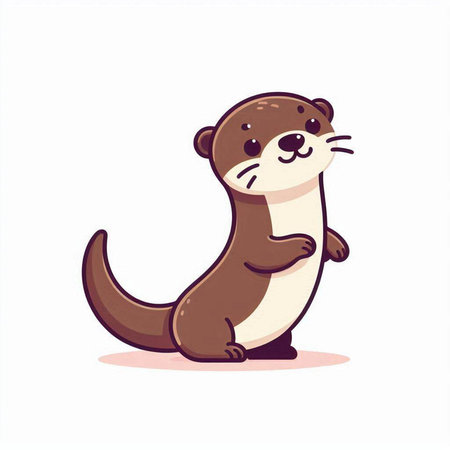 Cute otter cartoon character. Vector illustration isolated on white background.のイラスト素材