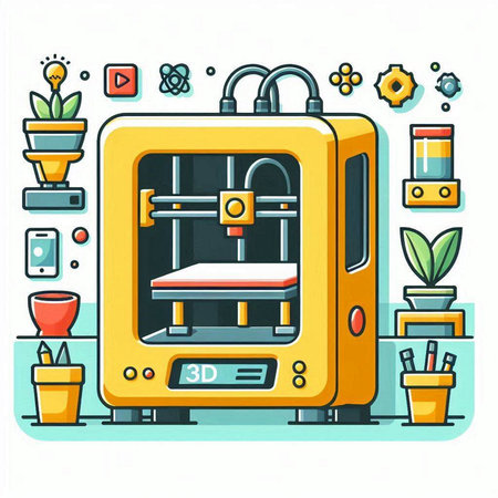 3d printer in flat style. Colorful vector illustration for your designのイラスト素材