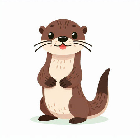 Cute otter on white background. Vector illustration in cartoon style.のイラスト素材
