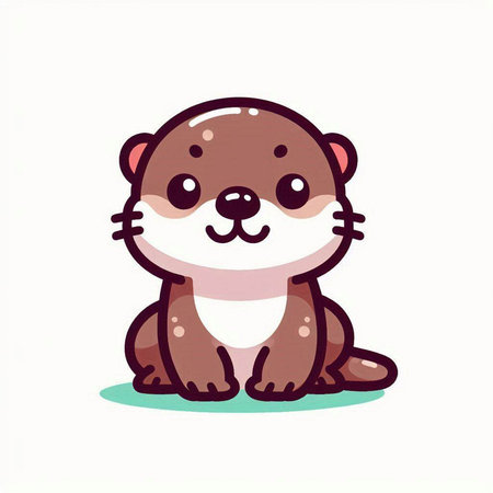 Cute otter on white background. Vector illustration in cartoon style.のイラスト素材