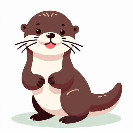 Cute otter on a white background. Vector illustration in a flat style.のイラスト素材