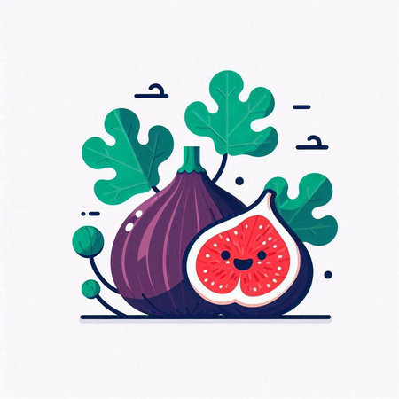 Figs. Vector illustration in flat style. Vegetarian food.のイラスト素材