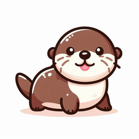 Cute little otter isolated on white background. Vector illustration.のイラスト素材