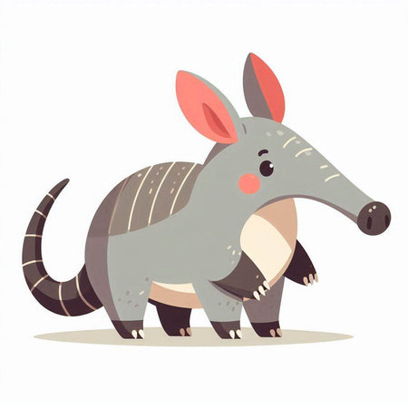 Cute cartoon armadillo. Vector illustration isolated on white background.のイラスト素材