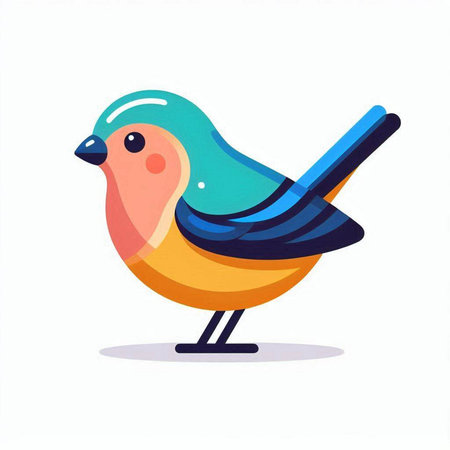 Cute cartoon bird isolated on white background. Colorful vector illustration.のイラスト素材