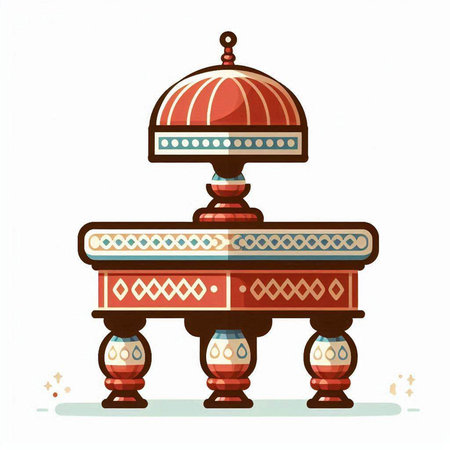 Illustration of a traditional indian prayer wheel on a white backgroundのイラスト素材