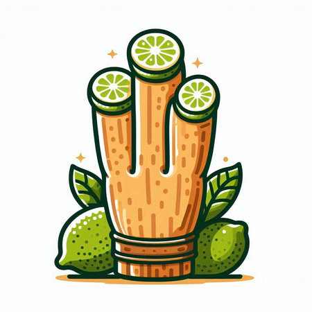 Vector illustration of hand-drawn lemon and lime on white background.のイラスト素材