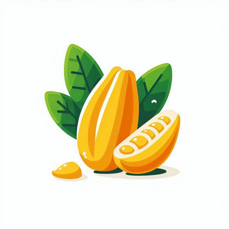 Cacao fruit vector illustration isolated on white background. Cacao pod icon.のイラスト素材