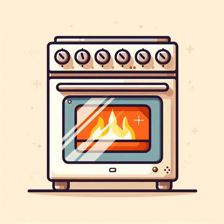 Illustration of a modern electric stove. Flat style vector illustration.のイラスト素材