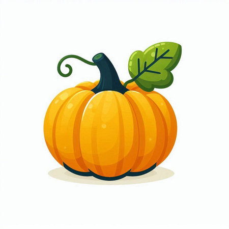 Pumpkin isolated on white background. Vector illustration in cartoon style.のイラスト素材