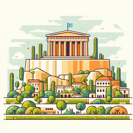 Athens, Greece - famous landmark. Vector illustration in flat styleのイラスト素材