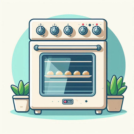 Illustration of an oven in a flat style, vector illustration.のイラスト素材