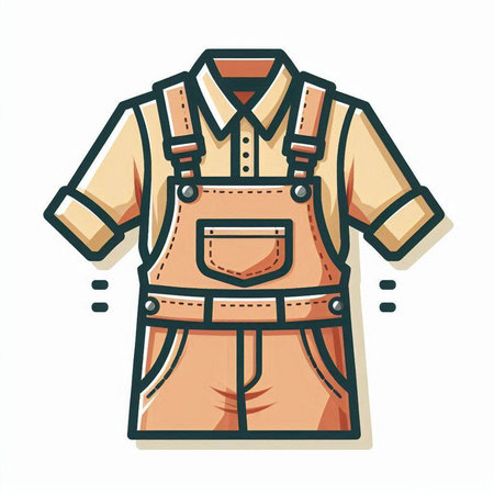 Hand drawn vector illustration or drawing of a work overalls on a white backgroundのイラスト素材