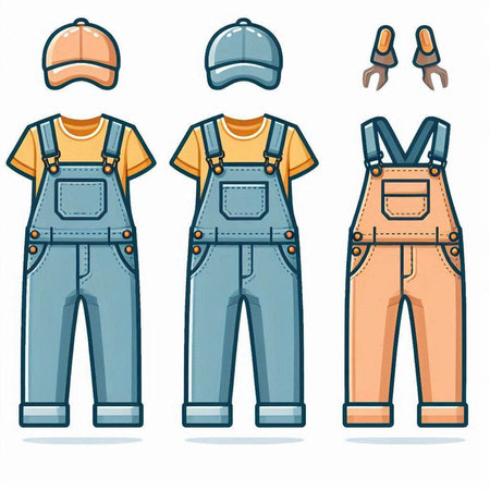 Set of different work clothes. Vector illustration in a flat style.のイラスト素材