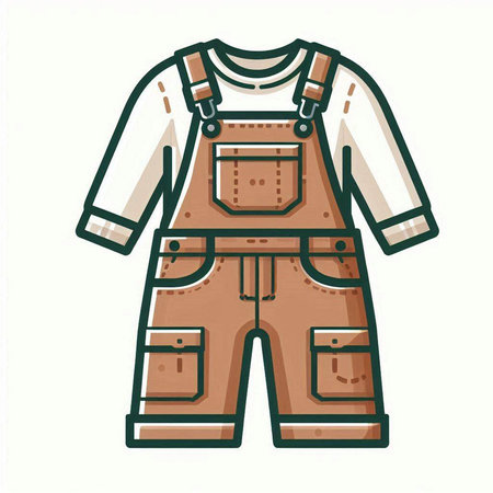 Vector hand drawn doodle illustration of a working overalls.のイラスト素材