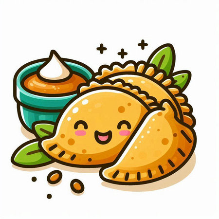 Illustration of a Cute Smiling Dumplings Mascot Characterのイラスト素材