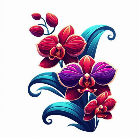 Orchid flower design element. Floral ornament. Vector illustration.のイラスト素材