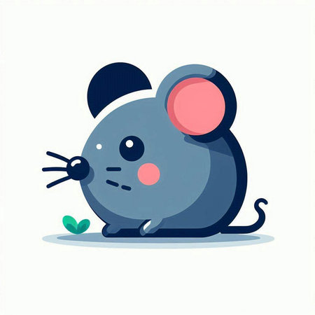 Cute cartoon mouse on a white background. Vector illustration in flat style.のイラスト素材