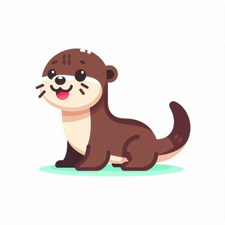 Cute little otter. Vector illustration in cartoon style isolated on white background.のイラスト素材