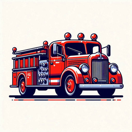 Fire engine. Vector illustration of a fire truck on a white background.のイラスト素材