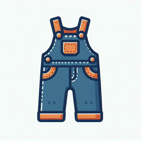 Denim overalls. Vector illustration in doodle style.のイラスト素材