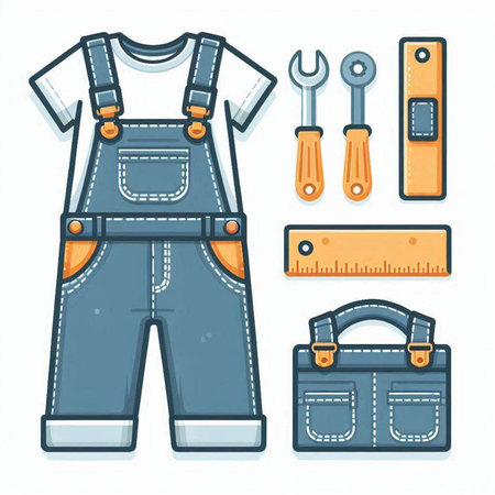 Set of construction tools. Hand drawn vector illustration in cartoon style.のイラスト素材