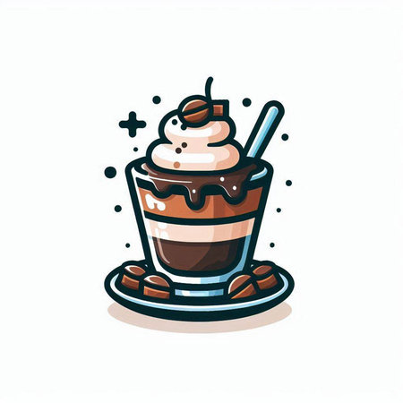 Coffee cup with whipped cream and chocolate, vector illustration.のイラスト素材