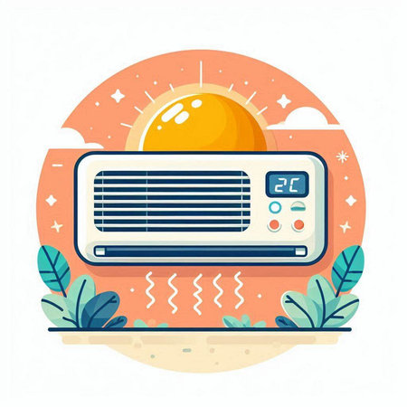 Air conditioner flat color vector icon. Modern design for web and mobile applicationsのイラスト素材